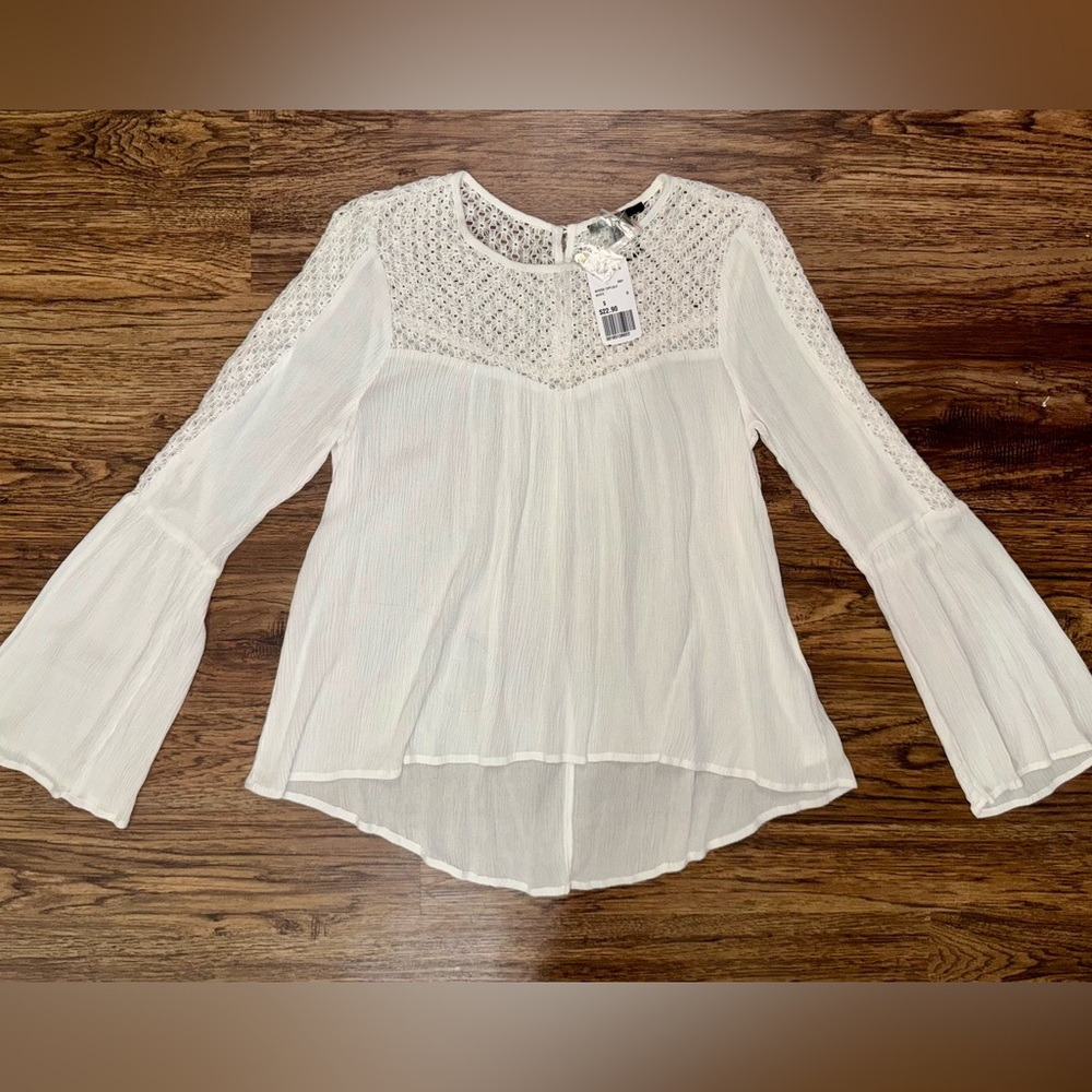Forever 21 Crochet Yoke Peasant Blouse